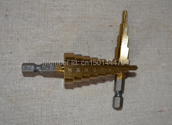 جديد 3 قطعة التيتانيوم المغلفة HSS خطوة مثقاب ثقب الخطوة بت أداة مجموعة 4-12,4-20,4-32 مللي متر سداسية عرقوب
