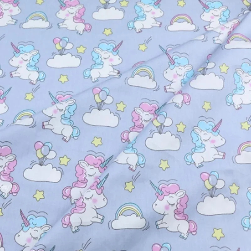 Syunss-DIY Patchwork Cloth for Quilting, Baby Cribs, Cushions, Dress Sewing, Tissus, Unicorn Stars Printed Twill Cotton Fabric