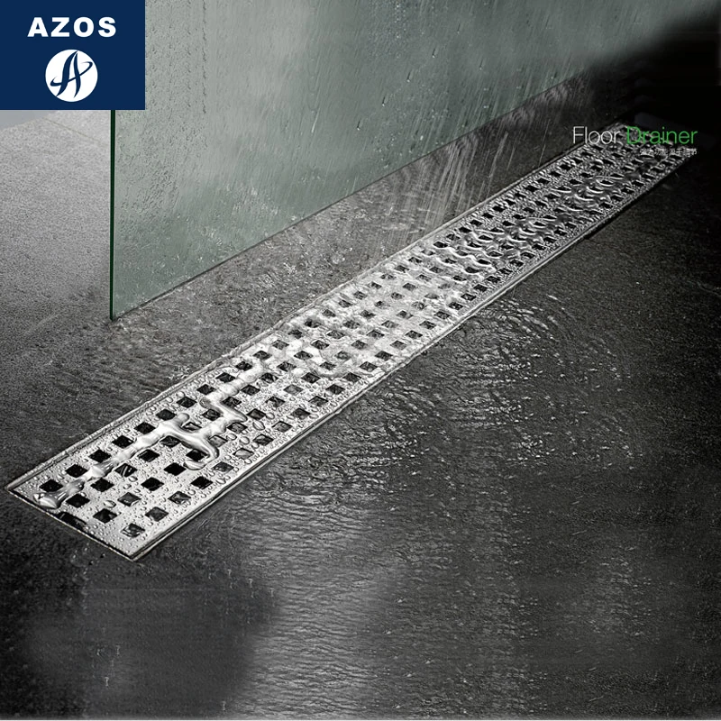 AZOS SUS304 stainless steel Shallow water seal floor drain shower room Fast drainage Deodorant/Fast drainage 1000*68mm rectangle