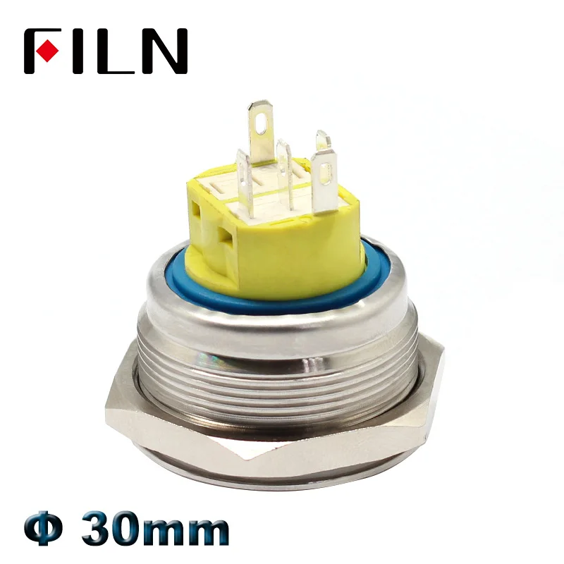 30mm red bi-color RGB led Metal Push Button Switch momentary latching waterpoof 2no2nc pushbutton switch on off stainless steel