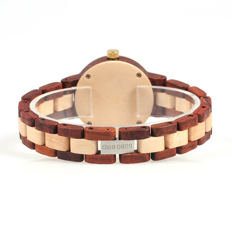 BOBO BIRD-relojes de madera de dos tonos para mujer, pulsera de cuarzo de marca de lujo, regalo personalizado, OEM, envío directo