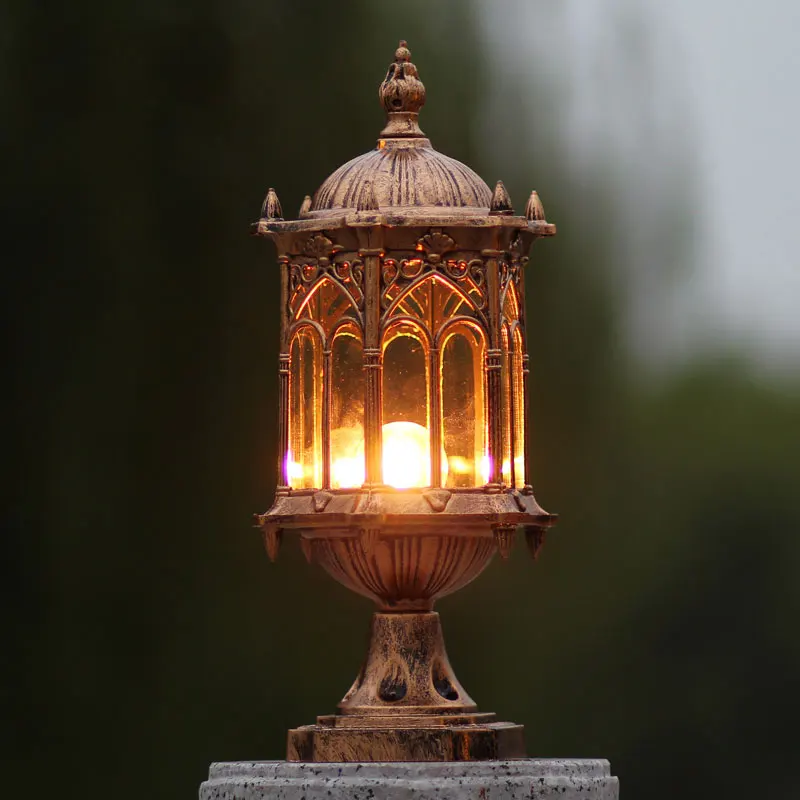 Europe Wall Column Light Outdoor Pillar Lamp Garden Step Corridor  Street Garden Fence Post Lights Retro Chapiter Lamps