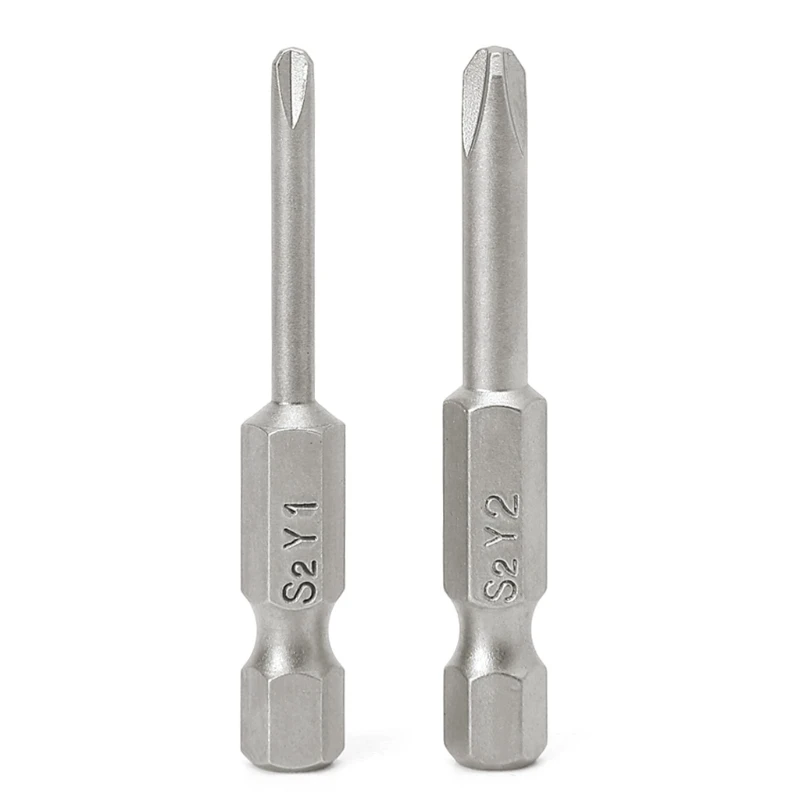 2 pz/set 50mm magnetici 1/4 ''punte del cacciavite della testa di punta di Y della tri-ala dello stelo esagonale