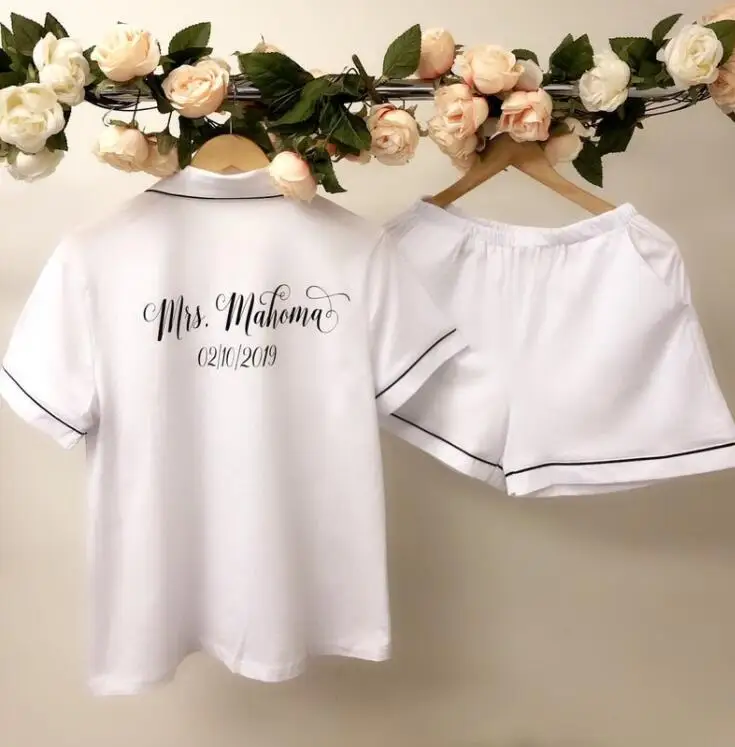 Personalized Pajamas Silk Bridesmaids Short + Shirt set Bridal shorts bridesmaid pajamas, bridesmaid proposal gifts