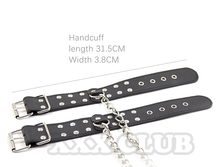 Thierry couple Adult Games Bondage PU Set Collar Handcuff Footcuff with Metal Chain Restraint Fetish Sex Products Toy For Couple