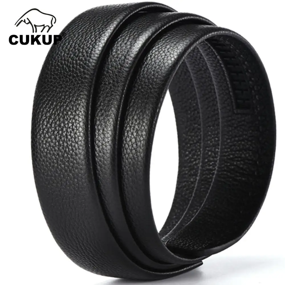 

CUKUP Mens Pure Quality Soft Cowskin Leather Automatic Style Genuine Belts Only for Men 35mm Width Without Buckle 130cm LUCKBT08