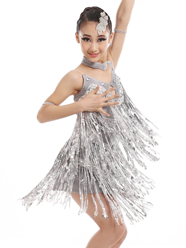 

2017 New Arrival Fringe Backless Girls Latin Dance Dress For Ballroom Dancing Dresses Tango salsa rumba cha cha Dance Skirt