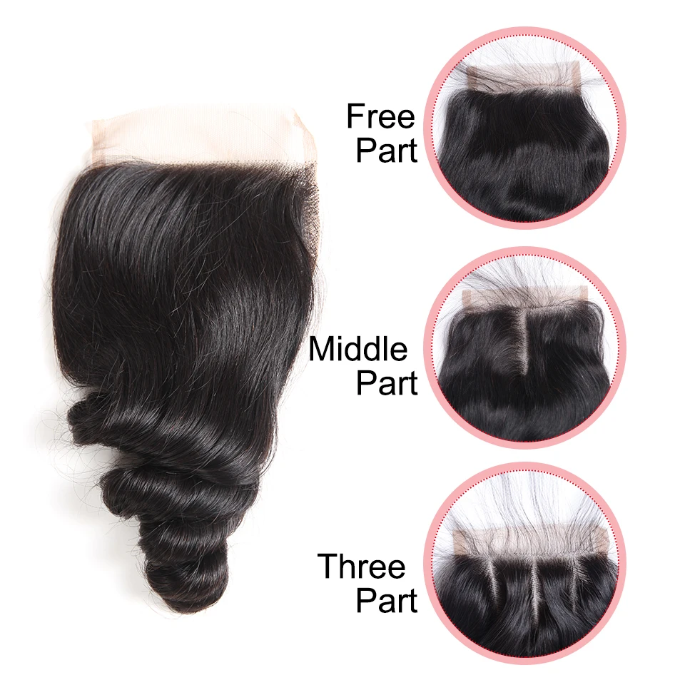 Remy Forte 30 Inch Loose Wave Bundles With Closure Brazilian Hair Weave Bundles With Transparent Lace Closure Loose Body Hair