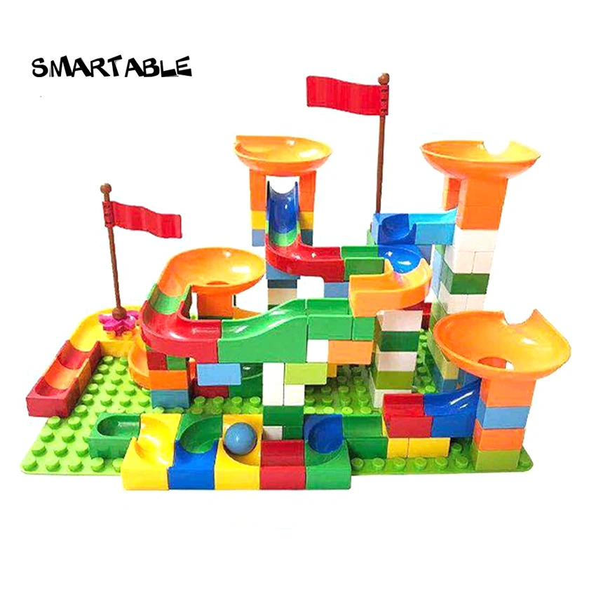 Smartable Ball Slideway Crazy Maze Race Run Track Building Block Parts Compatible Marble Run Toys For Kids Random Colors