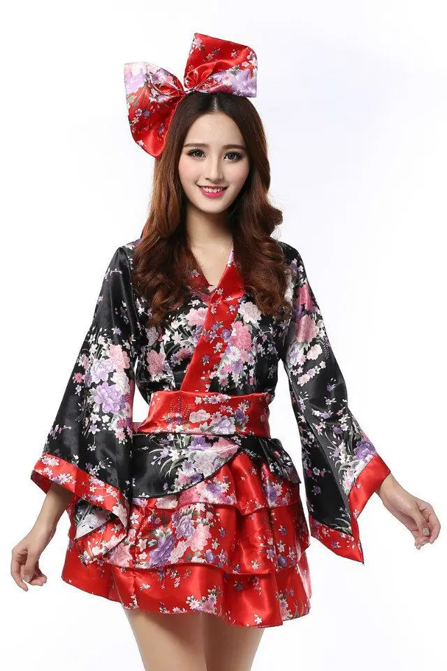 Volwassen Anime Lolita Cosplay Vrouw Geisha Kostuum Strikje Japanse Kimono Cherry Suits Halloween Fancy Dress