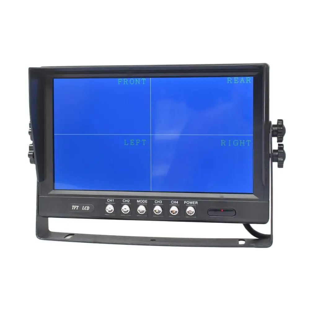 DIYSECUR 9Inch 4CH 4PIN 4 Split Quad Screen Display Color Monitor for Car Truck Bus Monitoring System