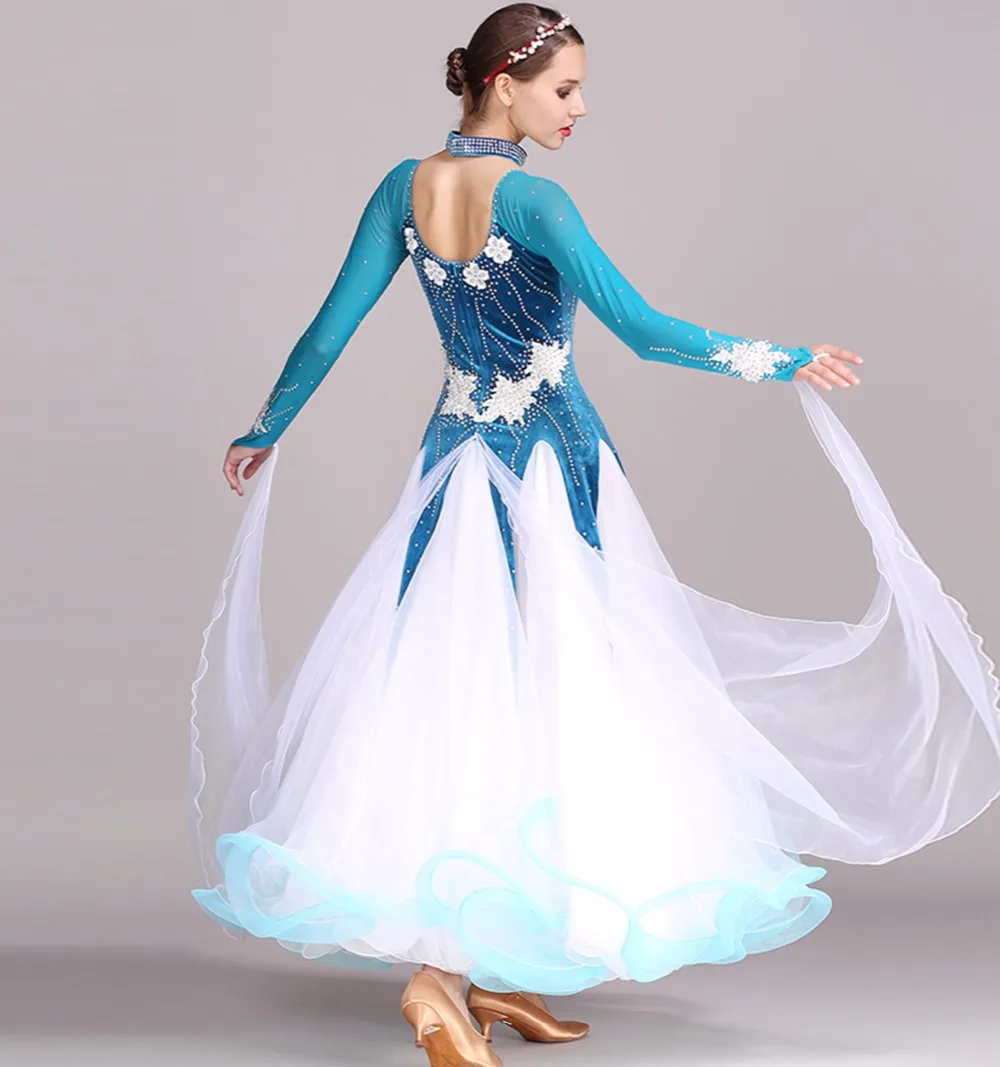 High End Ballroom Dance Competition Dress Velvet Standard Dresses Modern Dance Costume Ballroom Waltz Skirts luminous costumes