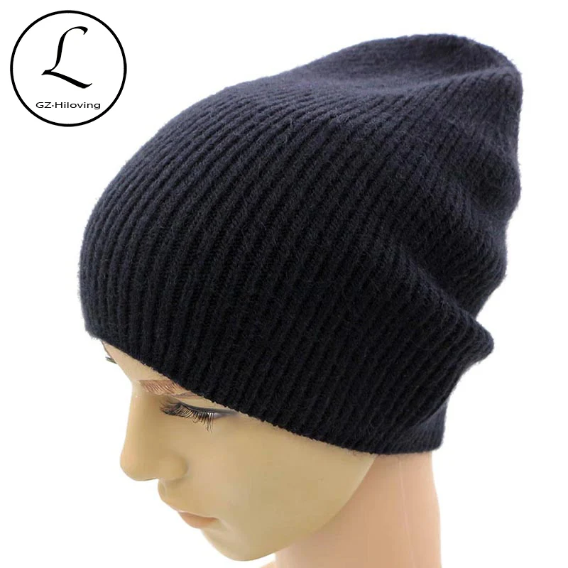 

GZHILOVINGL 2017 Autumn Winter Knitted Hat for Women Slouchy Beanie Hat Cap for Women Knit Wool men Cuff Hats Girls Hat Female