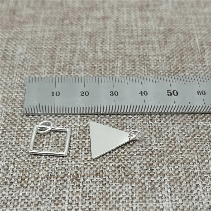 8pcs of 925 Sterling Silver Geometry Square Triangle Charms for Bracelet Necklace Earring