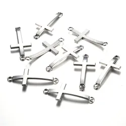 20Pcs/lot Religious Double Hole Cross Pendant Charms For Jewelry Making Bracelet Necklace Pendants Alloy Christian Cross Charms