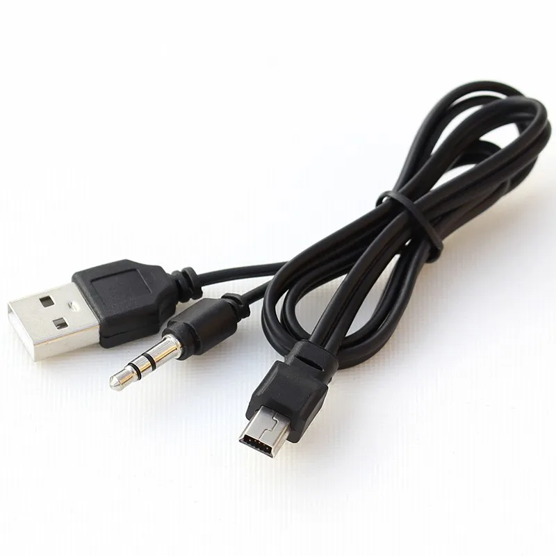 2 w 1 do odtwarzacza Bluetooth Przenośny głośnik Kabel USB Jack 3,5 mm Kabel AUX USB męski Mini USB 5-pinowe ładowanie linii danych