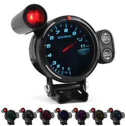Dynoracing 80MM High Speed stepper motorTachometer  Gauge 7 Colors 0-11000 RPM Meter With Shift Light  TT101504