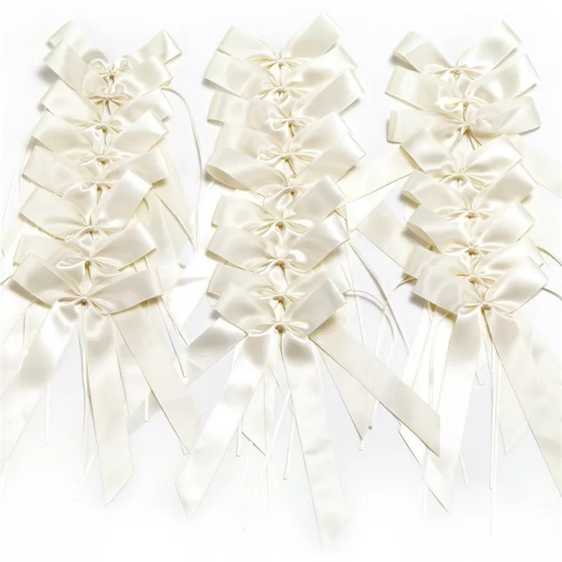 25pcs Bowknots Delicate Wedding Bowknots Ribbon Bows Cars Chairs  Cloth Party Decorations (Ivory)  AA8303