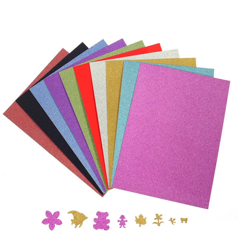 10pcs/pack 20x30cm Flash Powder Cardboard Paper Glitter Scrapbooking Craft Paper DIY Sticker Sheets Children Decorative Supplies