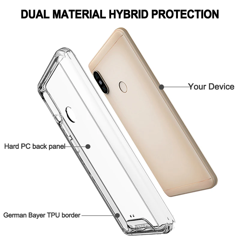 TOIKO Chiron Clear Shockproof Case for Xiaomi Redmi Note 5 Pro Dual Camera Cell Phone Back Cover PC TPU Bumper Protective Shell