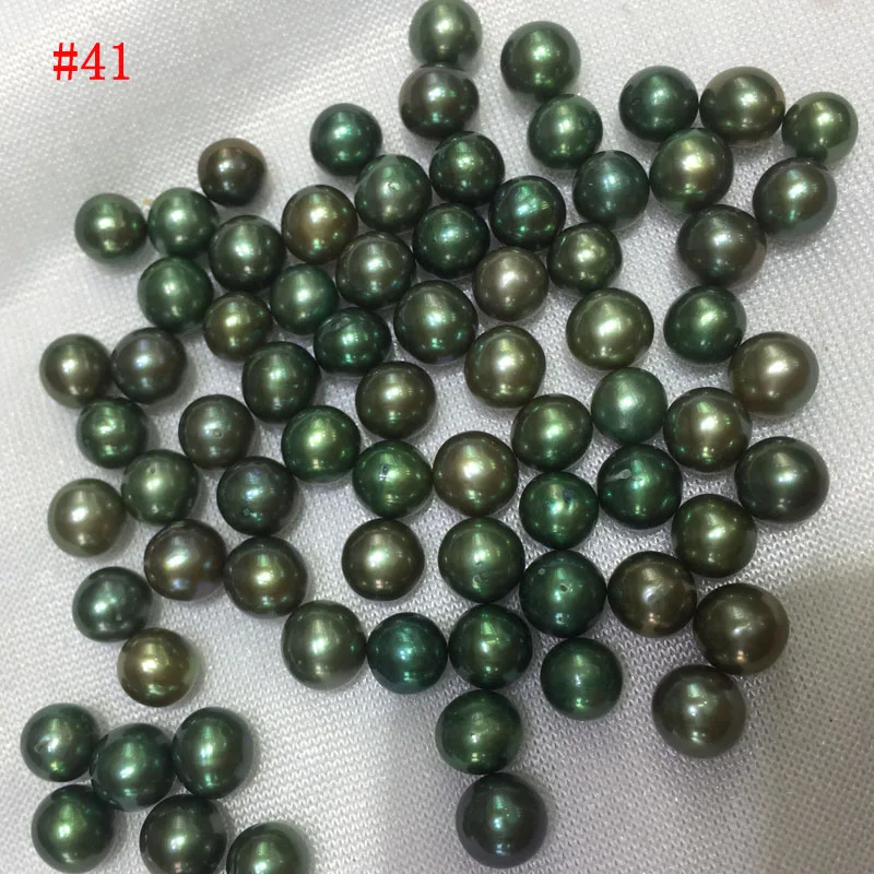 20 Pcs 7-8mm Dark Green Natural Wish Pearl Party Gift Oyster Round Loose Pearls