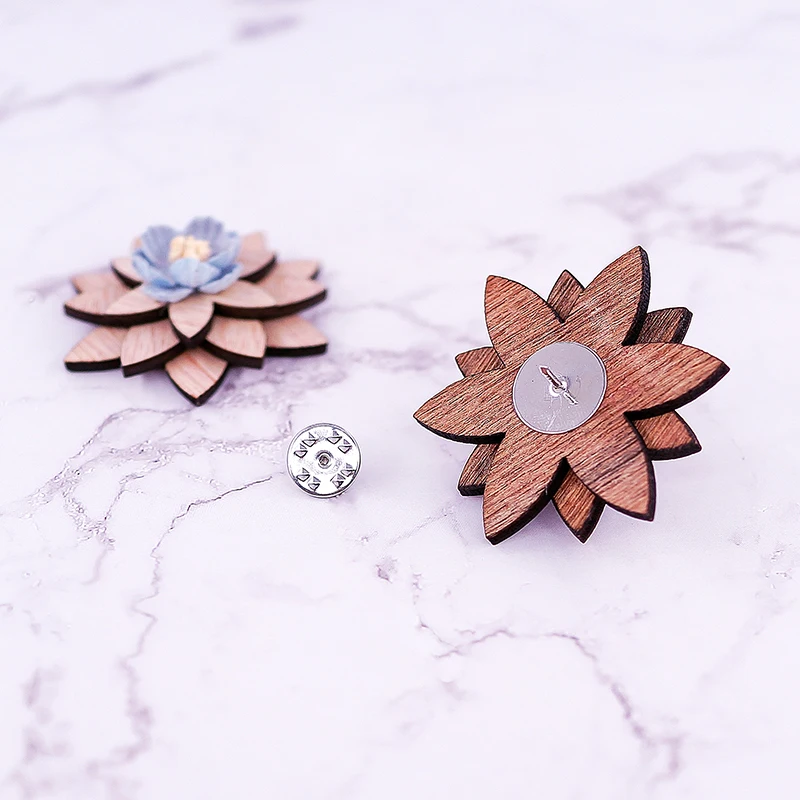 Mens Wood Lapel flower Brooch pin Handmade Lapel pin For Men Wedding Party Suit Decoration Boutonniere Corsage