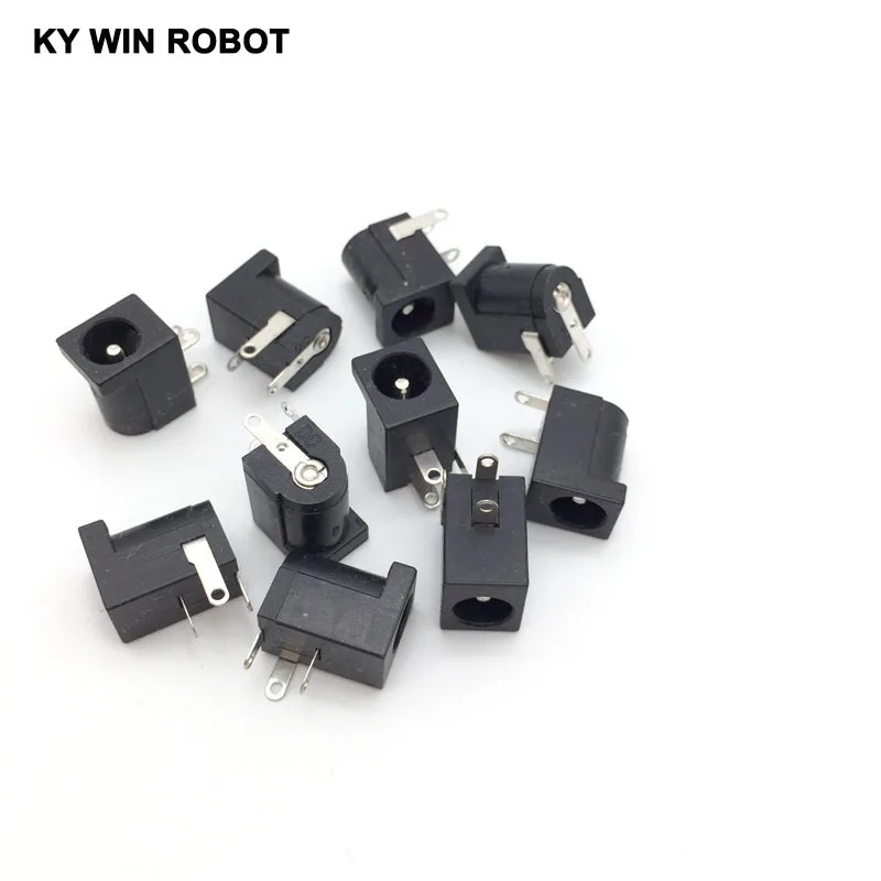 10Pcs DC-005 Black DC Power Jack Socket Connector DC005 5.5*2.1mm 2.1 socket Round the needle