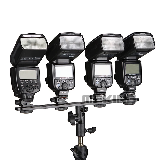 Meking Selens M11-083 4 hotshoes Speedlite حامل المظلة قطب ضوء دعامة حامل معدني