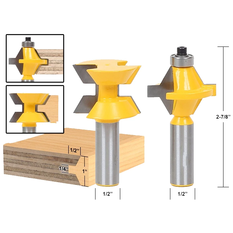 2pcs/lot Matched Tongue and Groove Router Bit Set- Edge Banding 1/2 shank