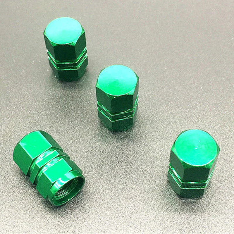 JX-LCLYL 4pcs Universal Aluminum Car Wheel Tire Tyre Valve Air Stem Cap Cover Green