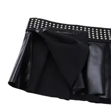 Women's Leather Mini Skirt with Side Split #5