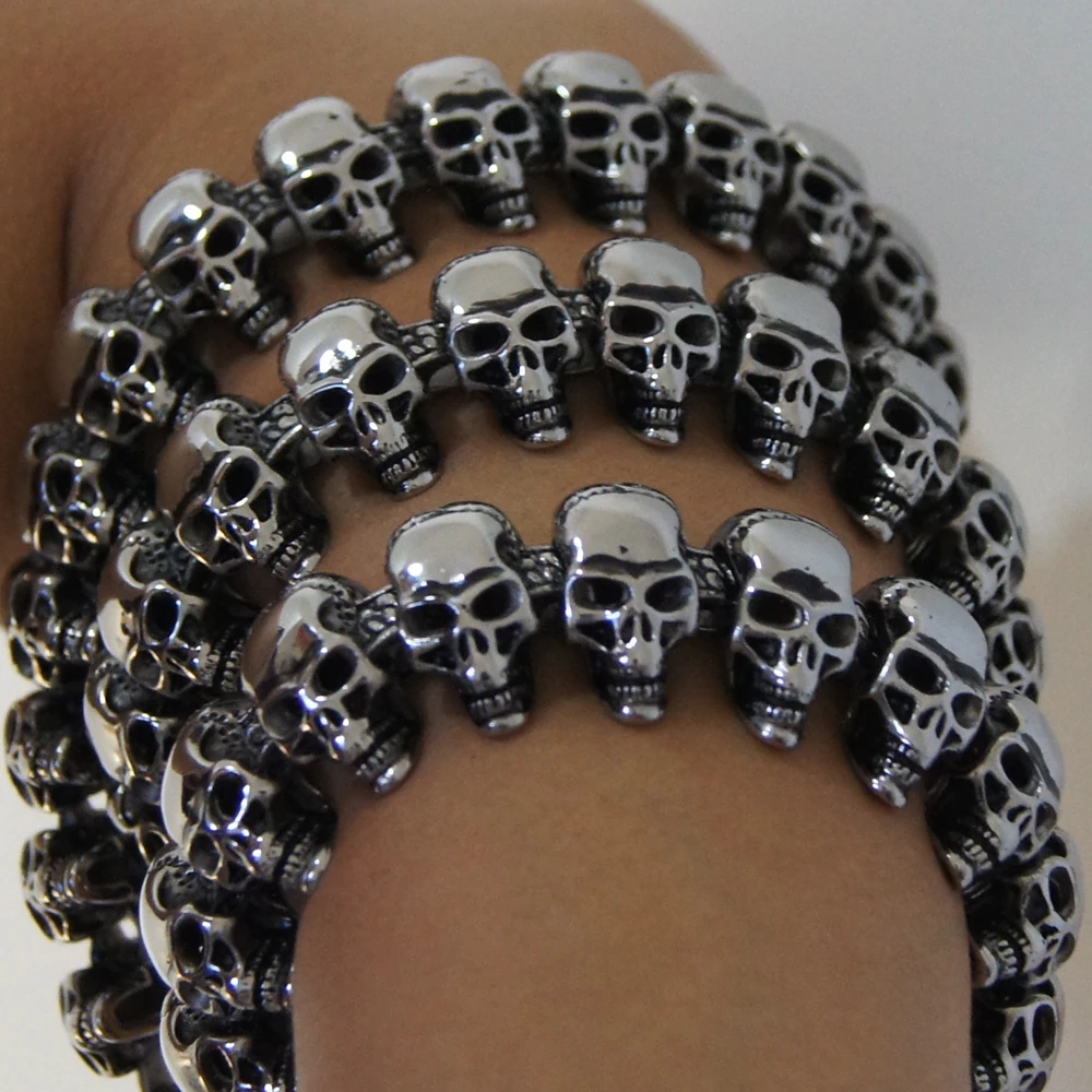 cool heavy and super length skull link men/boy 316L stainless steel chain necklace