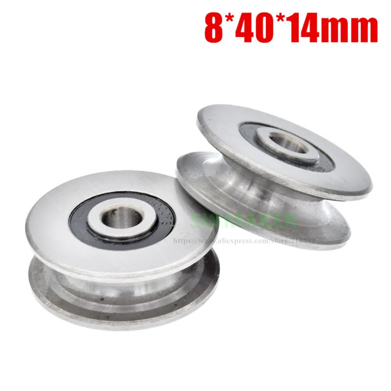 1pcs 8*40*14mm U grooved concave wheel bearing wheel/crane/pulley/guide wheel, for 8 mm diameter wire rope/guide rail