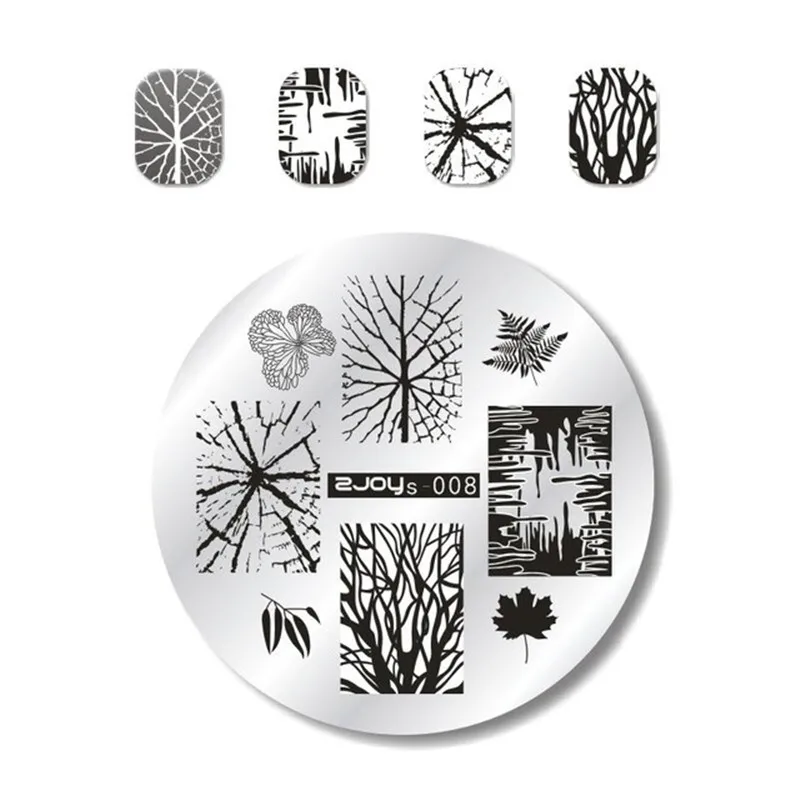 Nail Art Stamp Stamping Plates Template Set Cute Animal Flower Rose Lace Image 5.5cm Round Manicure Plate