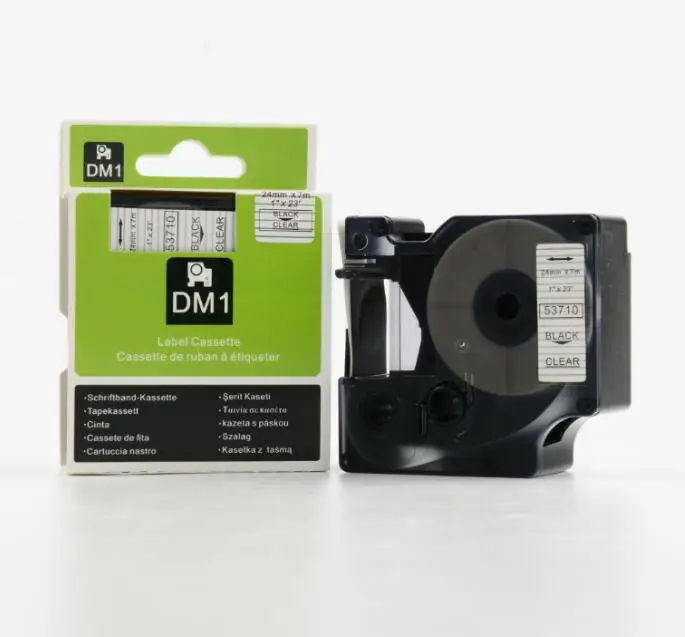 

Free shipping 3PK 24mm DYMO D1 label black on clear tape 53710 compatible dymo d1 label printer