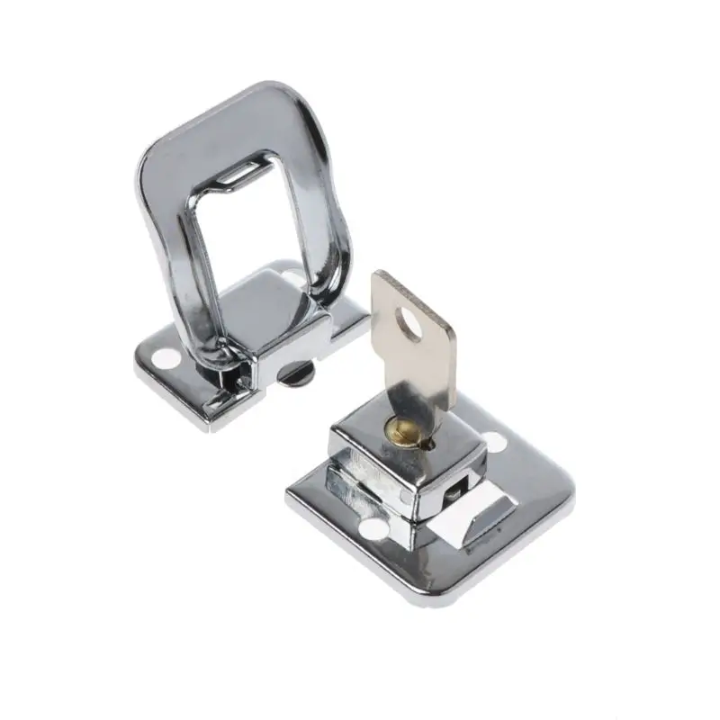 E7CD Jewelry Box Lock for Latch Wooden Box Buckle Lock Toggle Hasp for Latch Catch Clasp Zinc Alloy Hinge With for Key Easy T