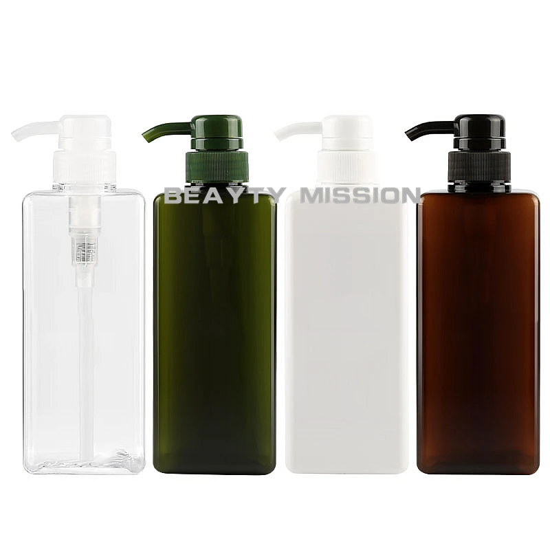 

BEAUTY MISSION 12 Pcs 650 ML Clear/Brown/Green/white Refillable Bottles Lotion Container Large Pump Plastic Shampoo Empty Bottle