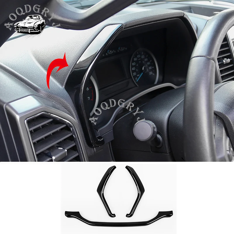 

Dashboard Instrument Box Cover Trim Strip For Ford F150 Glossy Black 2015-2018 car styling 3pcs