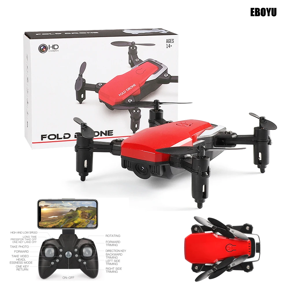 

EBOYU LF606 2.4Ghz Mini Fold RC Drone 720P/480P WiFi FPV RC Drone Altitude Hold Headless Mode One Key Return RC Quadcopter RTF