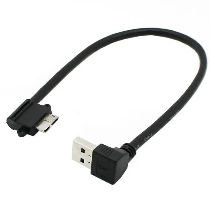 Màu đen Xuống Angled 90 Bằng USB 3.0 để Micro USB 10Pin Left Angled Cable 20 cm cho Đĩa Cứng SSD
