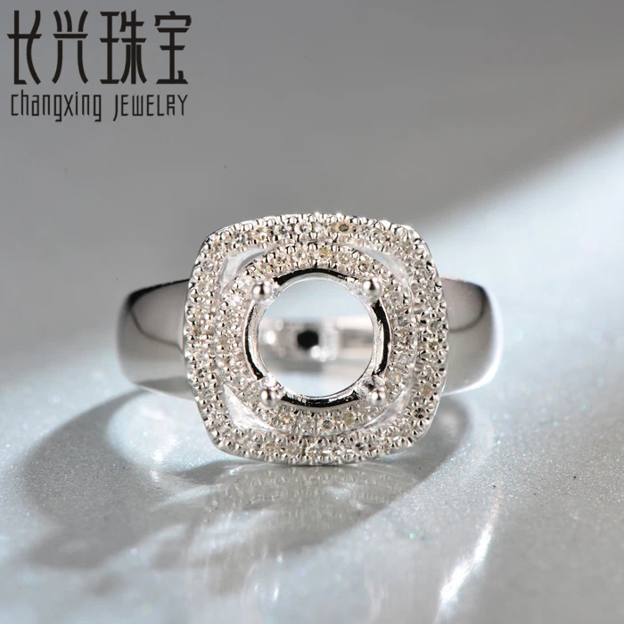 

8mm Round Cut 14k White Gold Natural Diamonds Semi Mount Setting Ring