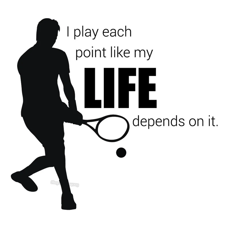 Sport Play Each Point Life Depends Tennis Quotes Wall Sticker Sports Art Mural Wall Decal For Teens Bedroom Gym Decaoration L013