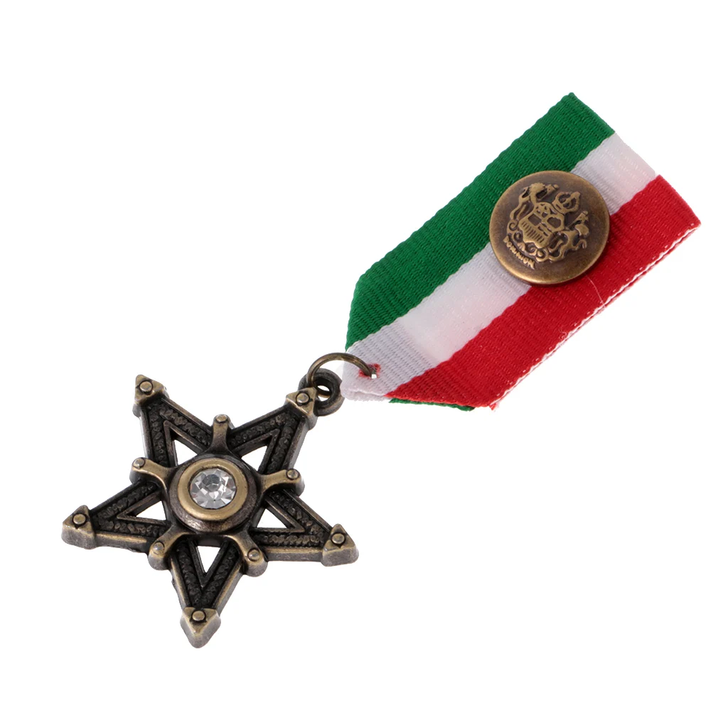 2 Pieces Vintage Mens Gift Star Medal Badge Clothing Costume Navy Brooch Pin