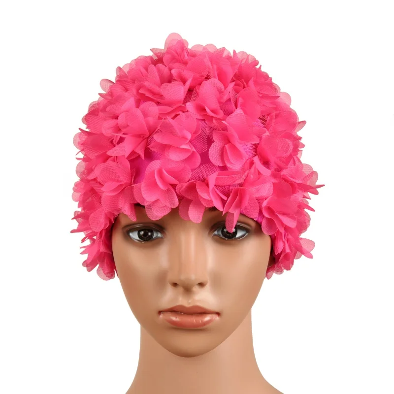 1pcs Three dimensional flower petals ladies swimming cap Vintage Floral Swimming Hat Flower Bathing Cap