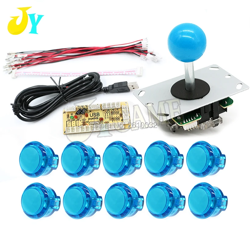 Arcade Cabinet Mame DIY Kit 30mm Clear Push Buttons + Copy SANWA Joysticks + Zero Delay USB Encoder DIY SET