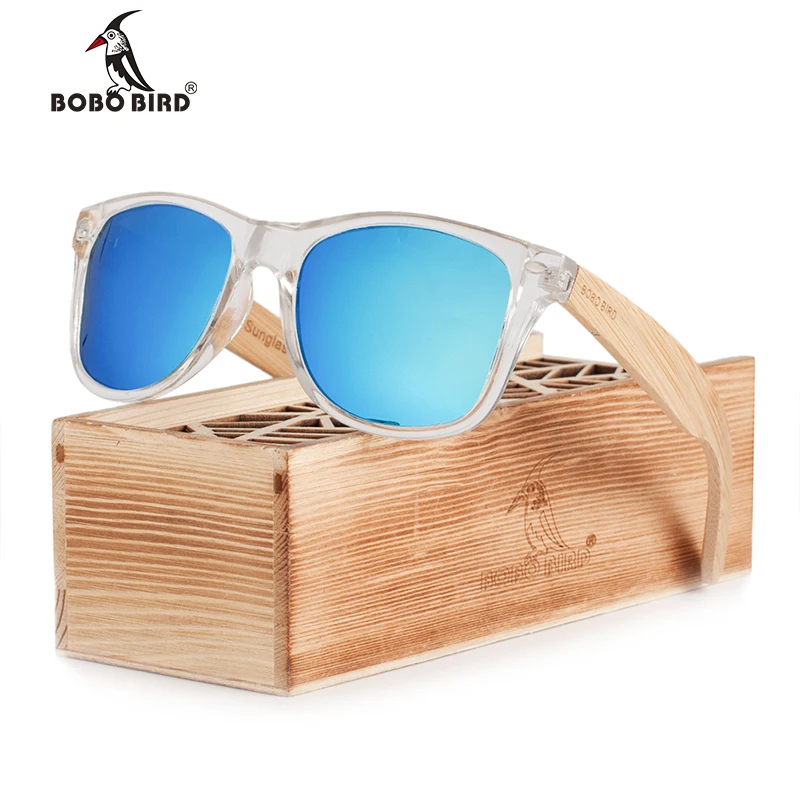 

BOBO BIRD Coated Sunglasses for Men and Women Polarized Bamboo Holder Sun Glasses With Wood Gifts Box Cool Beach Oculos