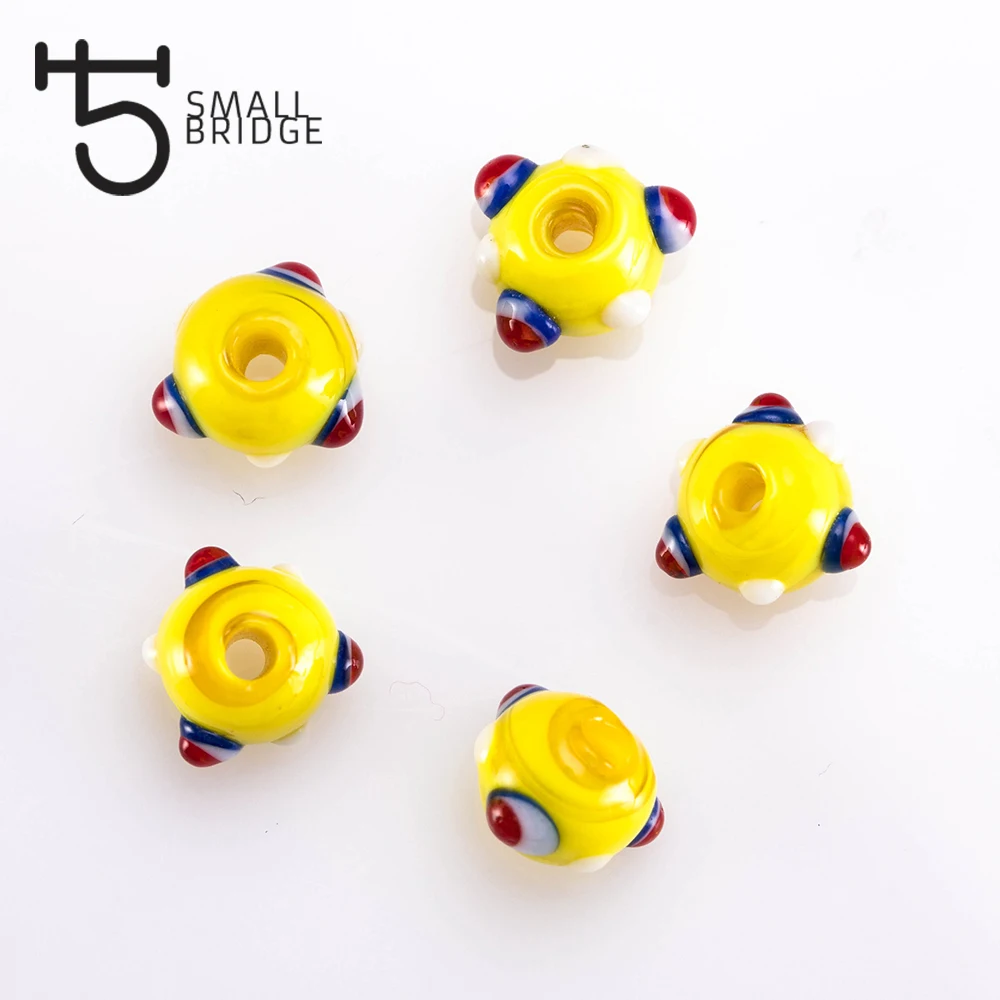 10mm Murano Yellow Glass Lampwork Beads Material for Jewellery Decorative Perles with Hole Round Spacer Beads Wholesale L602