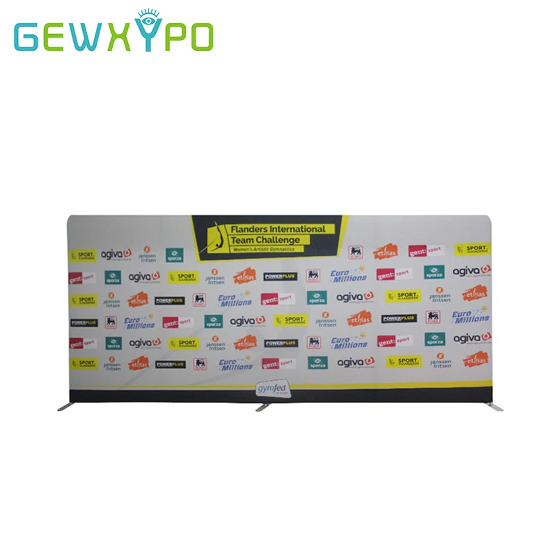 16.5‘W X 8’H Straight Tension Fabric Pop Up Banner With Aluminum Tube Frame,Expo Booth Portable Advertising Backwall Display