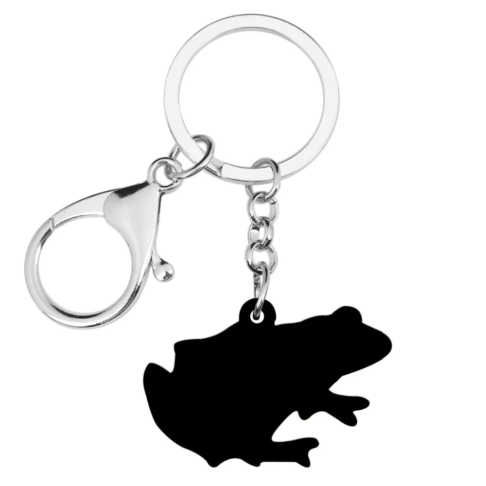 Bonsny Statement Acrylic Sitting Frog Key Chains Keychains Ring Summer Funny Animal Jewelry For Women Girls Bag Gift Charms 2019