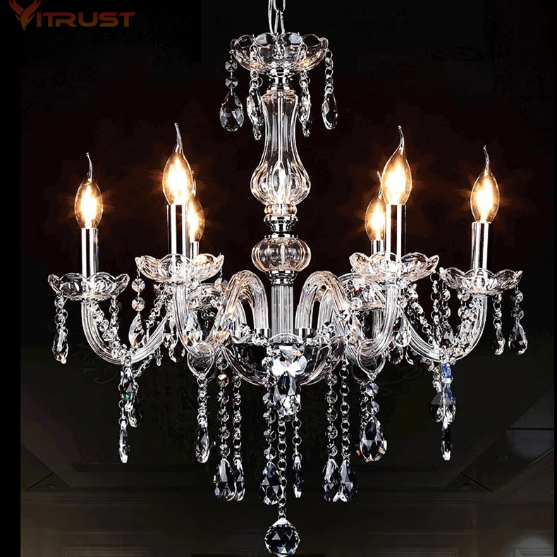 

Simple crystal chandelier luxury dining room clear chandelier lamp cristal E14 bulb light fixtures Chandelier and Pendant Lamp